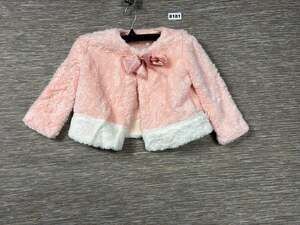 BCBGirls Jacket Girls 2T Pink Faux Fur Bow Colorblock Dressy Wedding White Trim